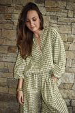 Nonni Gingham Nero Blouse Olive